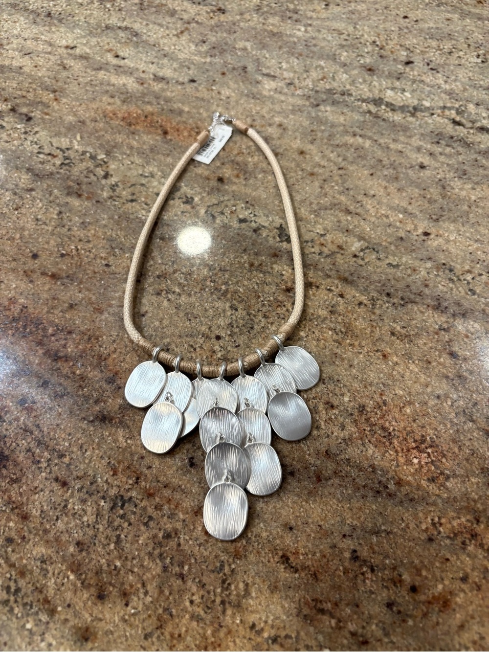 J.Jill Pearl disc necklace with beige cord
